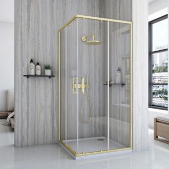 Rea Mampara De Ducha Rea City Brushed Gold 80x80