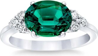Pompeii3 3 1/4Ct Oval Emerald & Lab Grown Diamond Ring in 10k White or Yellow Gold
