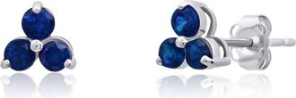 MAX + STONE 14k White or Yellow Gold Small Gemstone Trio Round Stud Earrings