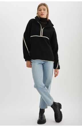 LaMarque Helsa | Polar Fleece Pullover in Black/ivory at Nordstrom, Size Xx-Small