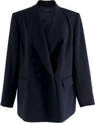 Marina Rinaldi Navy Cady Double Breasted Blazer Size XXL
