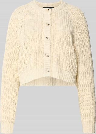 Oui Strickjacke mit Rundhalsausschnitt in Offwhite, Gr&ouml;&szlig;e 34