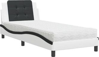 vidaXL Vidaxl - Cama Con Colch&oacute;n Cuero Sint&eacute;tico Blanco Y Negro 100x200 Cm