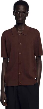 Sandro Openwork shirt in Chocolate at Nordstrom, Size Xx-Large