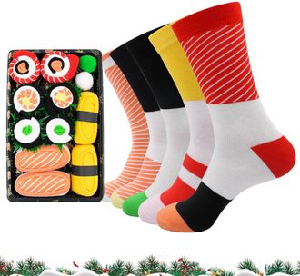 Generic Sushi Socks, Colorful Funny Sushi Socks Box | Cotton Food, Salmon Stocking Stuffers for Women Men