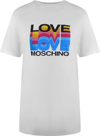 Moschino Love Moschino Wit T-shirt Met Groot, Kleurrijk Love-logo