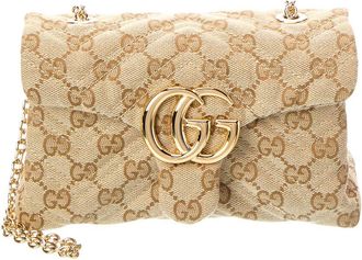 Gucci Dnu Gucci Gg Marmont Mini Gg Canvas & Leather Shoulder Bag