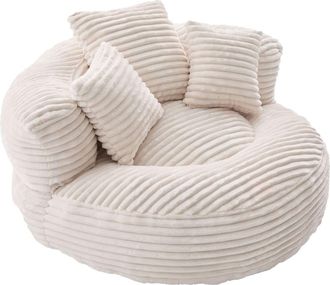 Urban Meuble Sill&oacute;n redondo de pana color crema con cojines