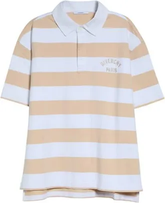 Givenchy Embroidered Logo Cotton Jersey Polo in White/beige at Nordstrom, Size Xxx-Large