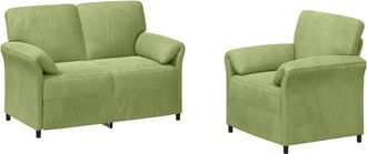 vidaXL Juego De Sof&aacute; 2 Uds. Verde Claro Terciopelo Vidaxl