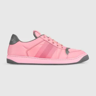 Gucci Mens Screener Sneaker, Pink, Nylon
