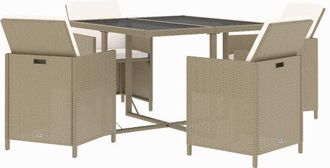 vidaXL Vidaxl - Set Comedor De Jard&iacute;n 5 Pzas Con Cojines Rat&aacute;n Sint&eacute;tico Beige