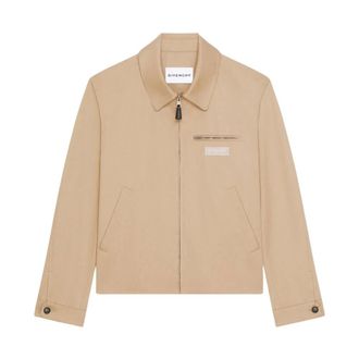 Givenchy Jassen, Heren, Beige, M, Logo Patch Zip Jacket