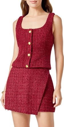 endless rose Tweed Button Front Top in Merlot at Nordstrom, Size X-Small