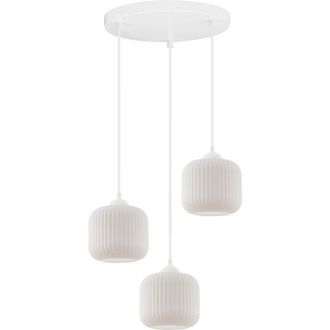OEM L&aacute;mpara Colgante Riffle Blanca 3 Pantallas Cilindricas Planas Blancas E27