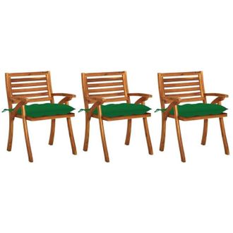 vidaXL Sillas De Comedor Jard&iacute;n Con Almohadas 3 Pcs Acacia De Madera