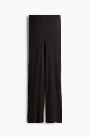 H&M Rib-knit Trousers in Dark Brown at Nordstrom, Size X-Small