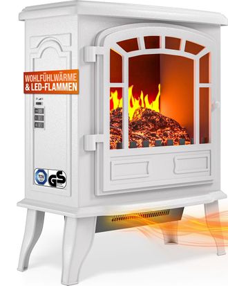 Deuba Monzana Chimenea El&eacute;ctrica Estufa Calefactor Llama Led 2 Niveles De Calor 1000-2000w 56,5x24x39cm Decorativo Blanco