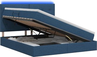 vidaXL Cama De Almacenamiento Led Con Colch&oacute;n Azul 140 X 200 Cm Tela Vidaxl