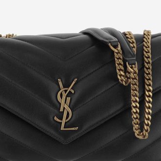 Saint Laurent Womens Medium Loulou Bag Black Lambskin Shoulder