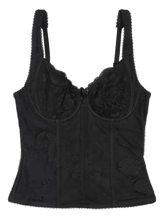 Balenciaga sweetheart-neck lace top - Black