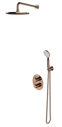 Omnires Omnires Y - Conjunto De Ducha Con Termostato Empotrado, Con Cuerpo, Di&aacute;metro 25 Cm, 5 Chorros, Cobre Sysyt05cp
