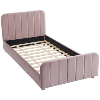 Vente-Unique Vente-unique - Letto 90 x 190 cm Velluto con cuciture verticali Rosa - rogadi
