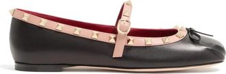 Valentino Ballerina Rockstud - Dames - Ballerinas - Zwart - 40 EU - Leer - Schoenen