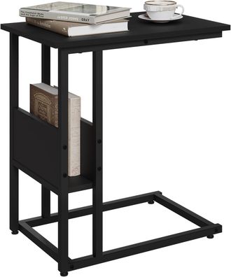 Woltu Woltu - Mesa Auxiliar Mesa De Centro Mesita De Noche Mesa Port&aacute;til Marco De Metal Tablero De Madera Mesas Nido Metal Y Madera Negro 55x36x59.5cm(bxtxh