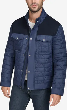 Cole Haan Mens Triangle Quilted Vest - Blue Size Medium