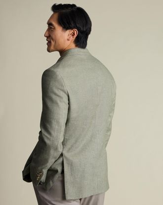 CHARLES TYRWHITT Linen Cotton Jacket - Sage Green Size 36S by Charles Tyrwhitt