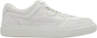 Ferragamo Gancini Sneakers - Heren - Sneakers - Wit - 40 1/2 EU - Leer - Schoenen