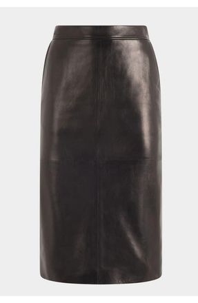 Bally Midi Skirt in Lamb Leather in Black at Nordstrom, Size 44 Eu