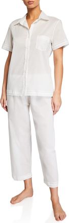 Pour Les Femmes Cotton Lawn Short-Sleeve Crop Pajama Set
