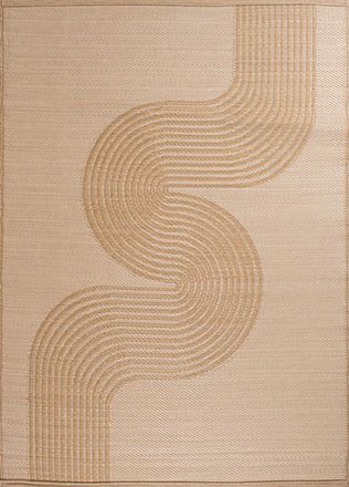 Nazar Rugs Alfombra exterior reversible dise&ntilde;o de olas - beige - 180x280 cm