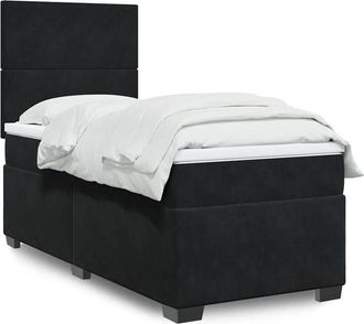 vidaXL Vidaxl - Cama Box Spring Con Colch&oacute;n Terciopelo Negro 100x200 Cm