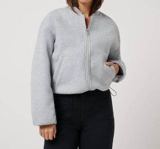 Travis Mathew Rustic Retreat Bomber Jacket In Heather Grey