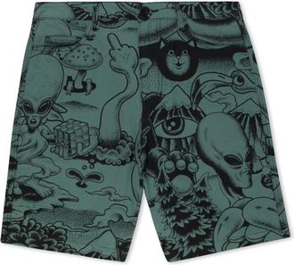 Ripndip Mens Dark Twisted Fantasy Twill Shorts In Olive/black