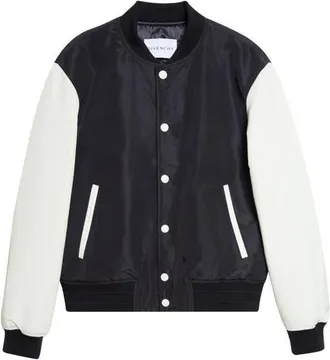 Givenchy Logo Satin Varsity Jacket in Navy/white at Nordstrom, Size 52