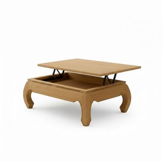 Wabi Home Mesa de centro elevable de madera maciza 120x81cm