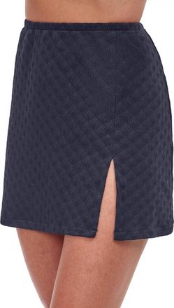 Gottex Textured Cover Up Mini Skirt With Slit In Got Sea Shells Black