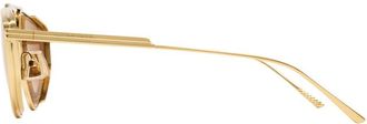 Bottega Veneta Womens Bv1466s-004 Metal Frame Sunglasses Gold