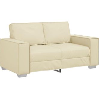 vidaXL Sof&aacute; Loveseat De 120 Cm Con Coj&iacute;n Crema Cuero Sint&eacute;tico Vidaxl