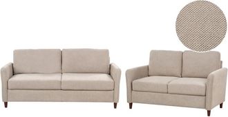 Beliani Living Room Set 5 Seater MARE Fabric Taupe with Storage