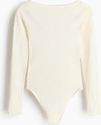 H&M Seamless Spitzenbody - Cremefarben