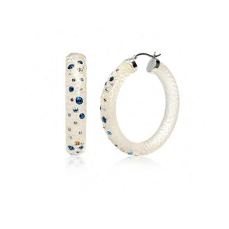 Gold & Honey Womens Large Oval Confetti Hoop Earrings In White