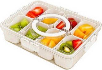 OEM 1 Caja De Snacks Con Compartimentos, 8 Compartimentos, Taz&oacute;n Para Snacks Con Asa, Organizador De Snacks Port&aacute;til Y Vers&aacute;til