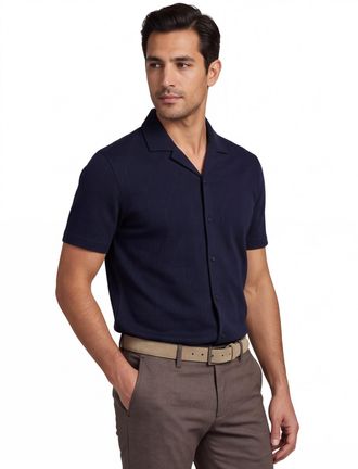 Pierre Cardin Navy overhemd Pierre Cardin Atelier korte mouwen knopen