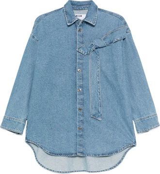 Msgm Camicia denim con fiocco - Blu