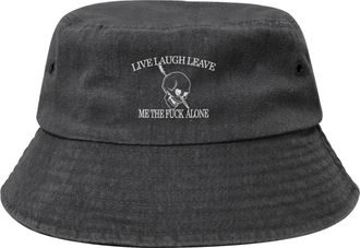 Generic Skull,Leave Me Alone Unisex Cotton Bucket Hat Durable Fisherman Hats Sun Protective Sun Caps for Beach Fishing Summer